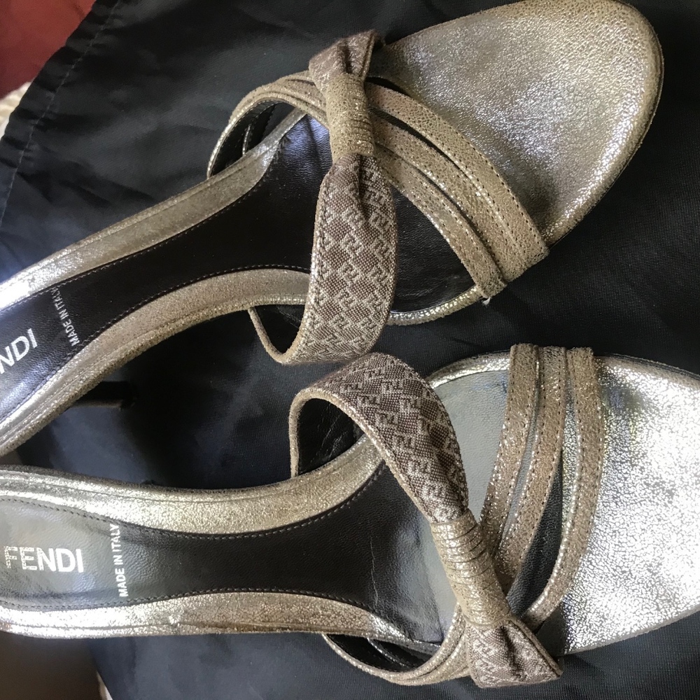 FENDI silver pattern sandals